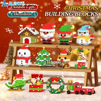 Christmas Building Block Santa Claus Snowman Elk Tree Micro Brick Puzzle Assembly Model Home Decoration Xmas Party Gift Kid Toy 1