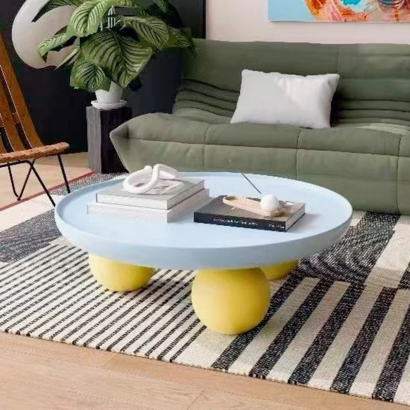 2025 French Cream Round Coffee Table Simple Modern Dopamine Living Room Home Creative Coffee Table