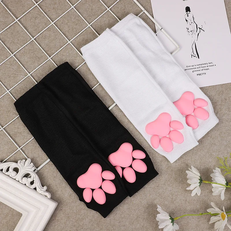 3D Silicone Cat Paw Gloves Socks Stockings Cute Kitten Fingerless Mittens UV Sun Protection Gloves Women Girls Lolita Cosplay