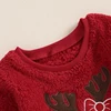 2024-06-04 Lioraitiin Baby Girl Christmas Fleece Jumpsuit Elk Embroidered Round Neck Long Sleeve Romper Able Bodysuits 4