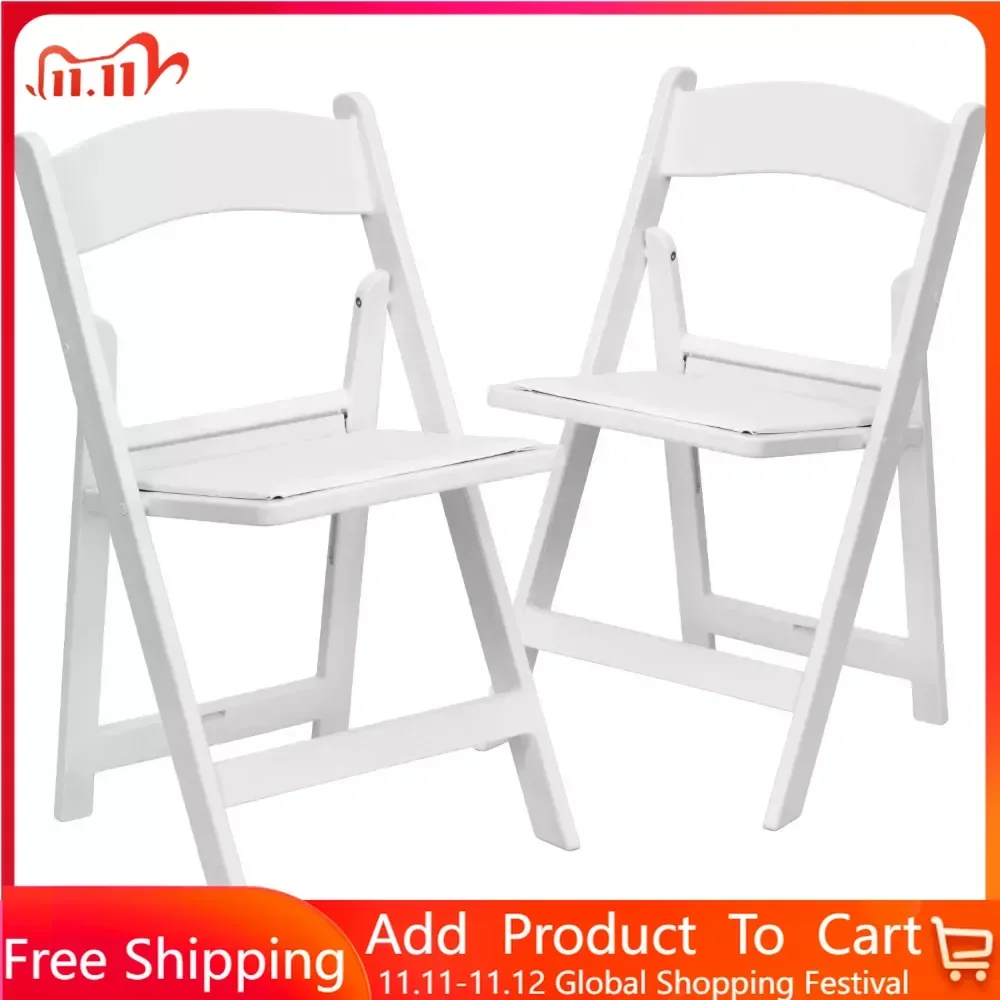 

Lounge Chairs Folding Chair - White Resin - 2 Pack 1000LB Weight Capacity Comfortable Event Chair - Light Weight Folding Chair