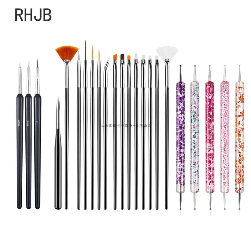 New 2025 Multiple nail art nail brush Design Tip Drawing Carving Dotting Nail Pen Builder Flat Liner Acrylic Gel Polish Manicure 3