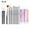 New 2025 Multiple nail art nail brush Design Tip Drawing Carving Dotting Nail Pen Builder Flat Liner Acrylic Gel Polish Manicure 3