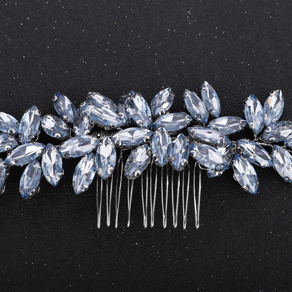 S2f1c3199c304444d91edae4ef34f2bcbN Fashion Rhinestone Hair Comb for Bridal Headpiece 9 Color Wedding Hair Accessories Women Handmade Tiara Headdress Party Headwear Mallzona