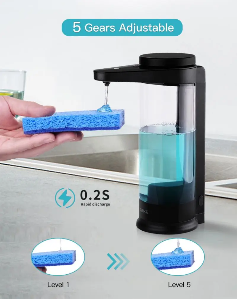 Dispensador detergente para lavar pratos, Sensor recarregável USB