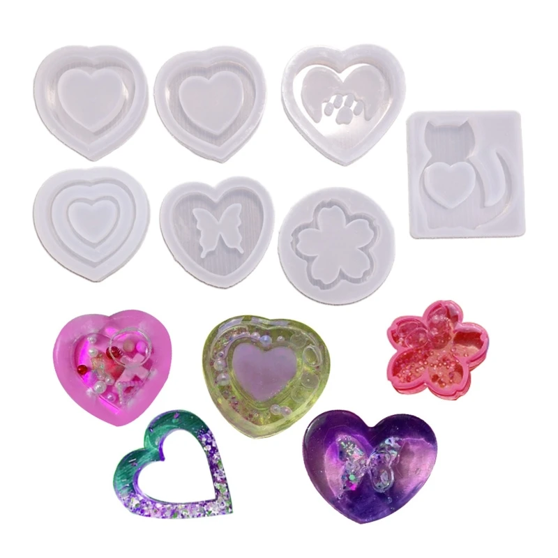 

Love for Butterfly Cherry Blossom Combination Glue Mold Diy Handmade Keychain Mo