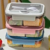 1PC Office Lunch Box Can Be Microwave Heated Lunchbox Rectangular Plastic Lunchbox 6