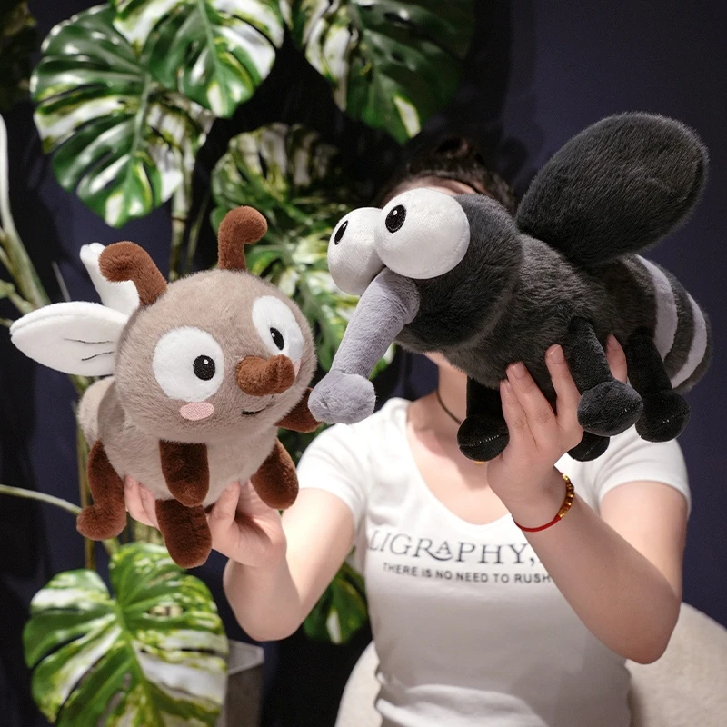 Summer Mosquito Plush Toys 13/20/30cm Cute Stuffed Bugs with Angry Face Fluffy Dolls for Room Decor Children's Birthday Gifts