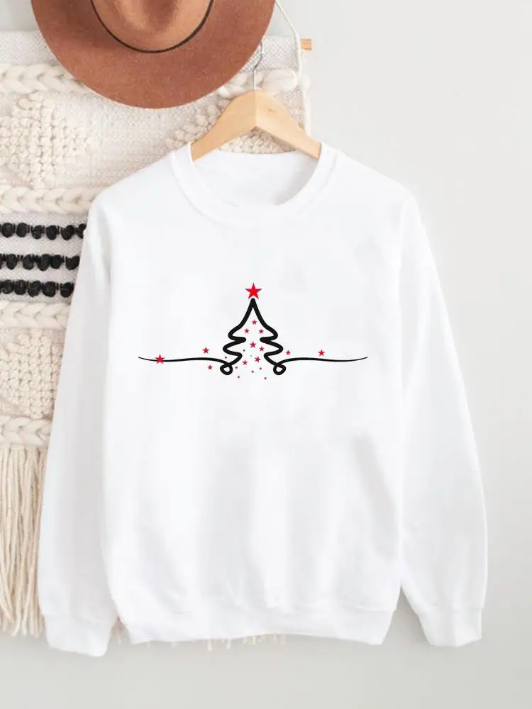 

Christmas O-neck Fashion Clothing Holiday New Year Fleece Winter Tree Trend Cute Pullovers Female Women Graphic Sweatshirts