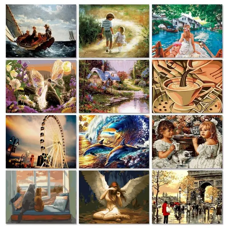 

GATYZTORY 60x75 см, картины с номером, рамка по номеру, рисунок, пейзаж на холсте, ручная роспись, искусство, домашний декор