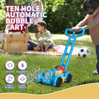 Children Bubble Lawn Mower, Electronic Bubble Blower, Outdoor Summer Push Backyard Gardening Toys, （No bubble solution）