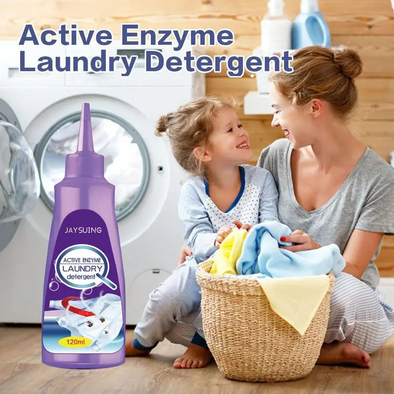 

Active Enzyme Laundry Stain Remover 120ml Clothes Dirt Cleaning Oil Multipurpose Detergent For Jacket T-shirt Garments Fabrics