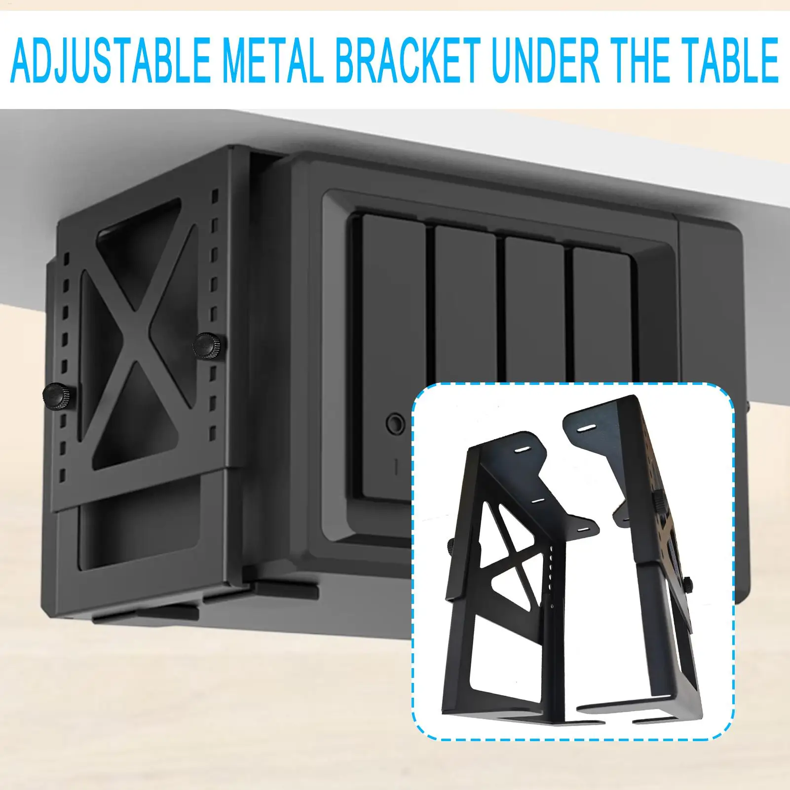 Under Desk Computer Mount Adjustable PC Bracket Adjustable Concealed Under Desk Mount for Cable Management Workstation Bedroom