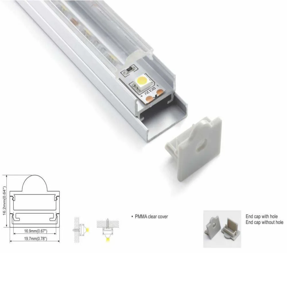 10 Sets/Lot 45 degree Anodized LED aluminum profile w/ plate AL6063 Aluminium led profile LED Channel profile for ceiling lights