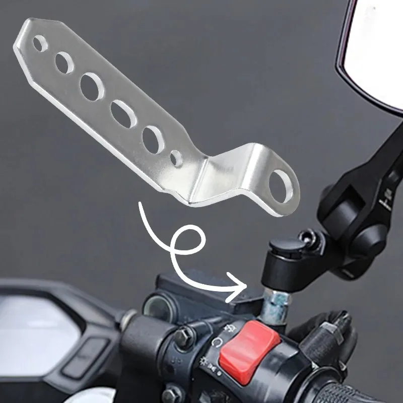 Rearview Mirror Bracket Motorcycle Mirror Base Modification Expansion Fixed Light Holder   Stainless Steel Frame Replacement