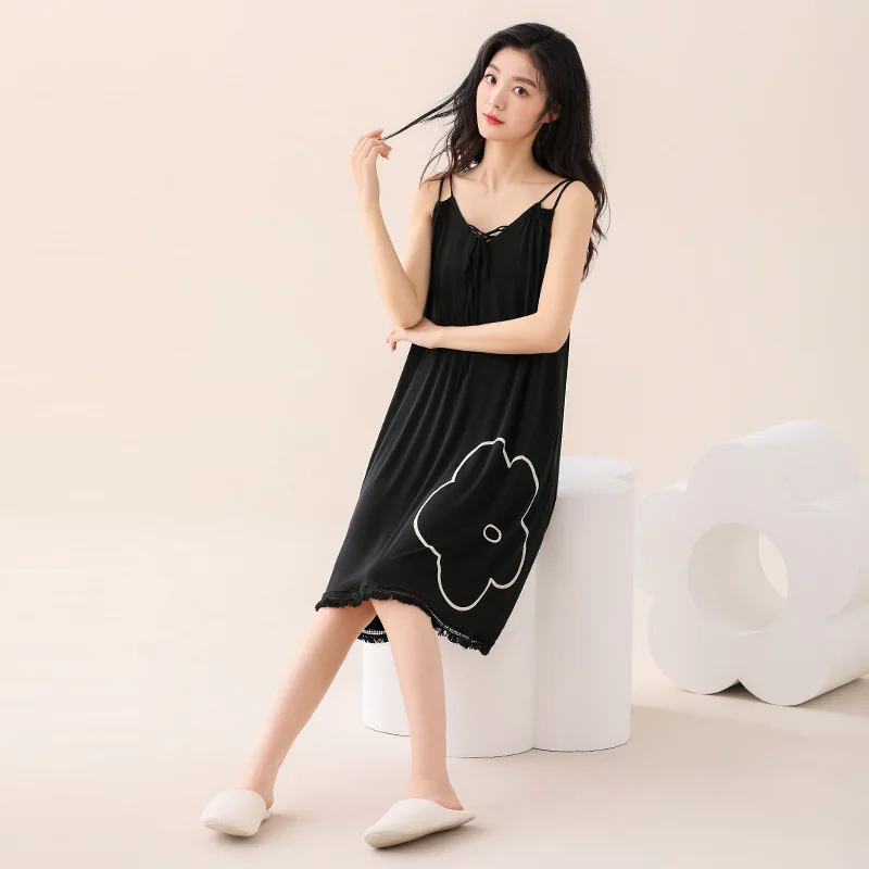 

Modal Sleeping Dress Women's Summer Cool Sleeping Dress New Summer Thin Sexy Sleeveless Tank Top Suspended Dress Summer Style