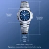 ROCOS Luxury Brand Watch Nautilus Ladies High Quality Fashion Quartz Blue Dial Square Wrist Watch Women's Waterproof Watch R139L 6