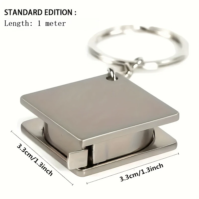 측정 도구 스테인레스 스틸 접이식 줄자 키체인 키링 측정 도구 키링 풀 룰러 남성용