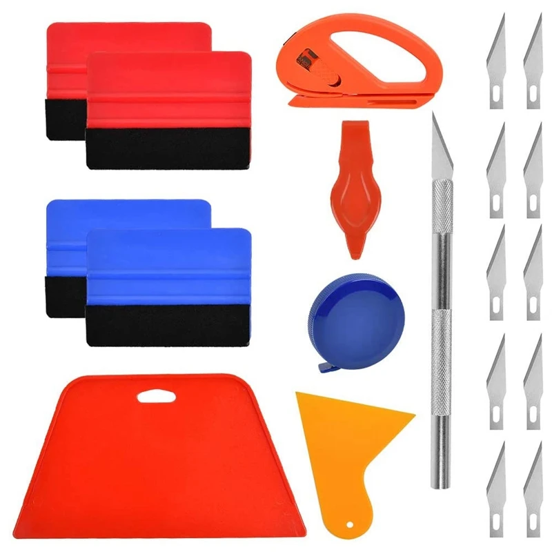 

20 Pcs Car Vinyl Wrap Tool Kit, Wrap Squeegee Wallpaper Smoothing Tool For Car Wrapping And Install Wallpaper