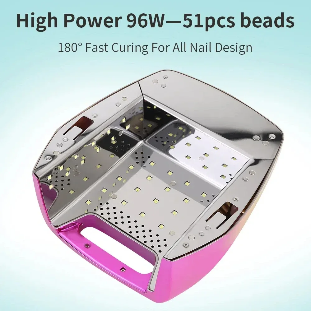 High Power 96W Cordless Rechargeable Wireless LED UV Nail Lamp For Gel Nail Polish Dryer Nail Lamp for Salon 4