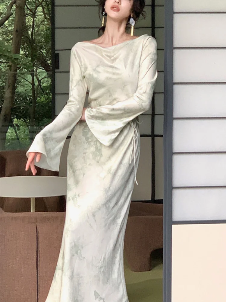 

2023 Autumn Slim Bodycon Sexy Midi Dress Party French Elegant Long Sleeve Dress Woman Casual Fairy Fashion Dress Office Lady