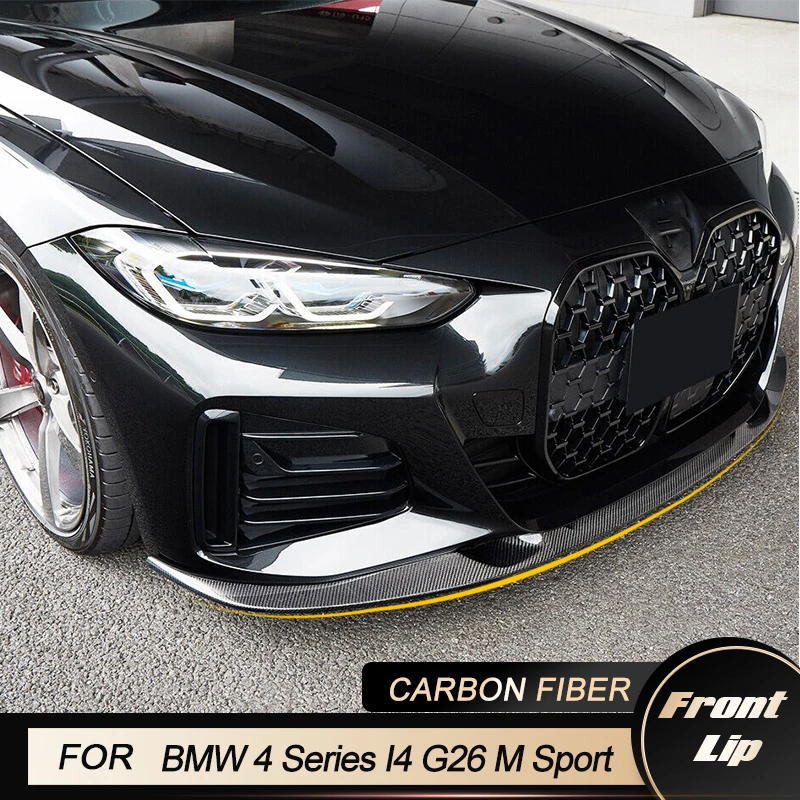 

Автомобильный передний бампер, спойлер для BMW 4 серии I4 G26 M Sport Sedan 2021 2022 передняя губа подбородка, протектор из углеродного волокна