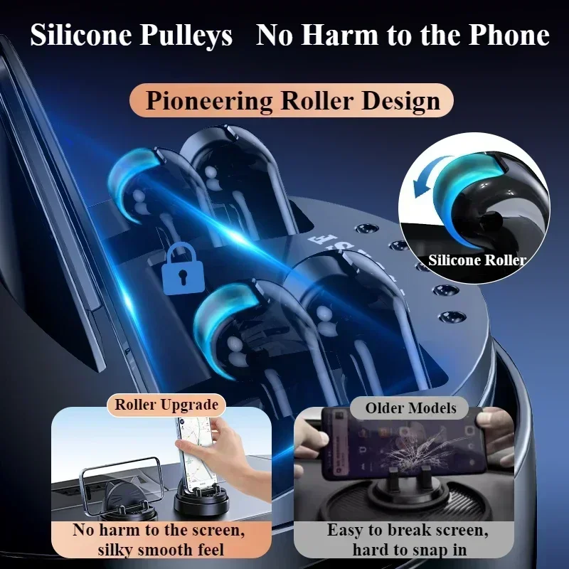 Eary Cat Shape Car Phone Holder Mount Dashboard With 360 Rotation Adjustable Fit For Iphone 16 Pro Max Samsung Car Accessories