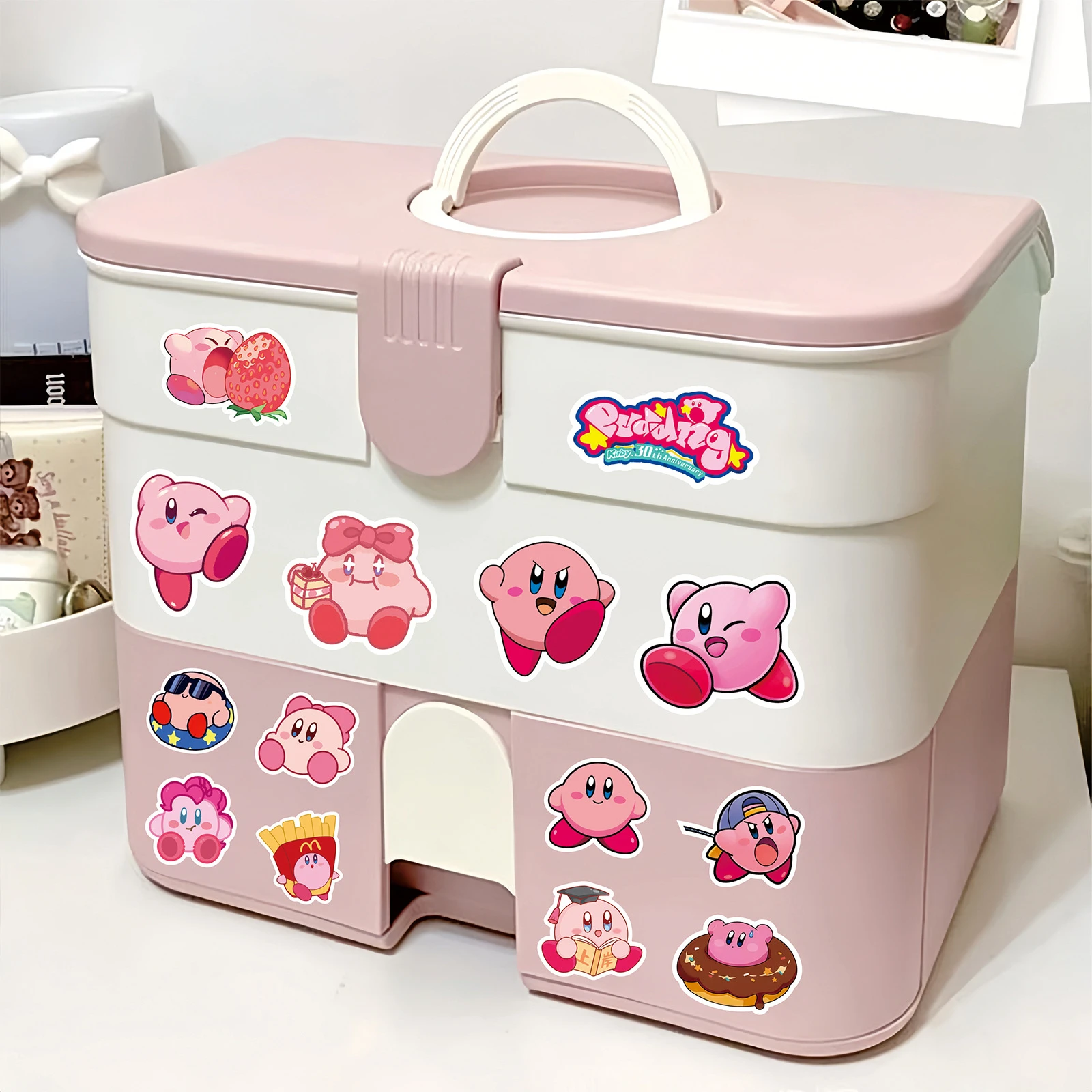 10/50/100 Stück Cartoon Rosa Kirby Aufkleber Niedliche Kinder-Dekorationsaufkleber Spielzeug DIY Schreibwaren Koffer Auto Handy Kawaii Graffiti Sticker – Detail 6
