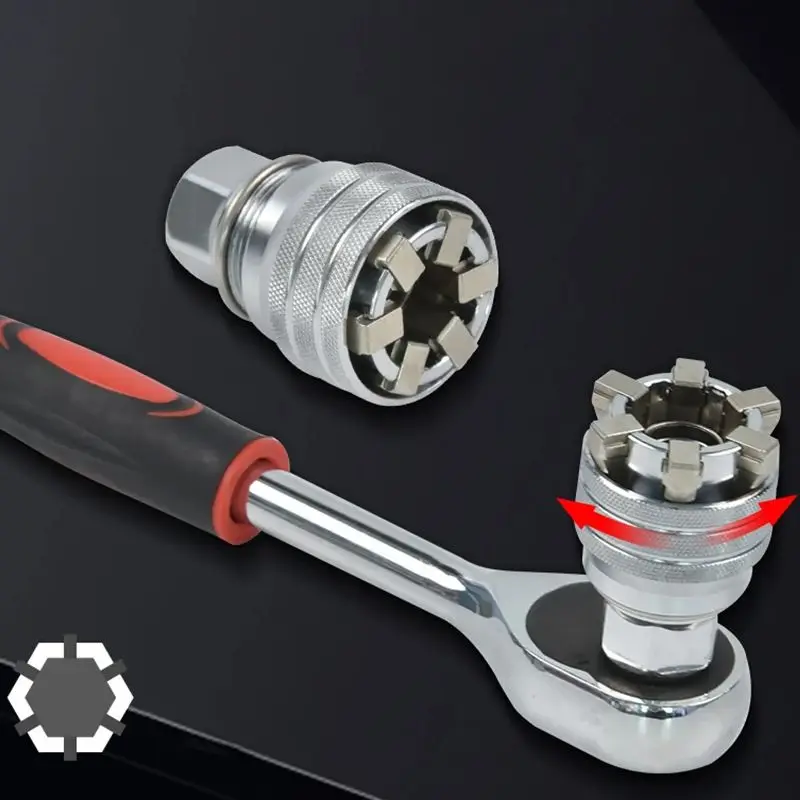 Universal Socket Wrench Adjustable Socket Wrench Adapter with 3/8