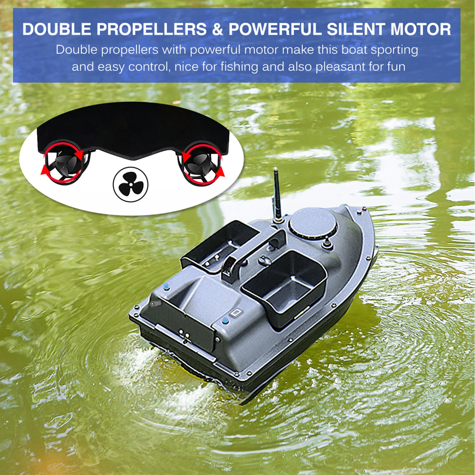NEUES Fischfutterboot mit GPS, Angelköderboot mit 3 Köderbehältern, Kabelloses Köderboot mit Automatischer Rückkehrfunktion – Detail 16