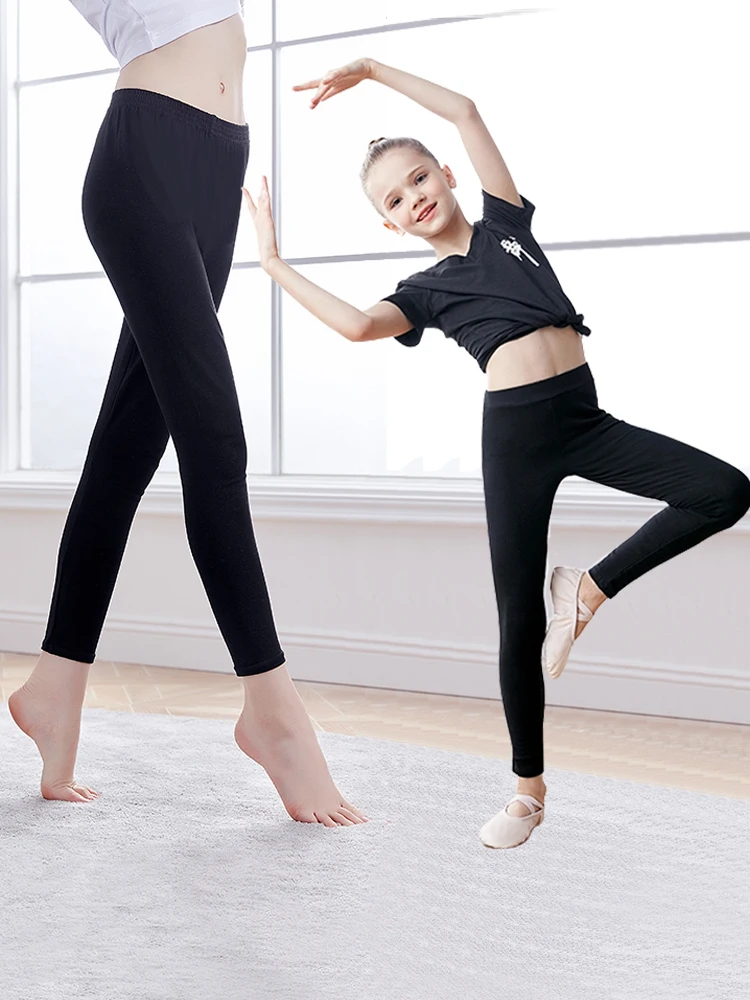 

Children's dance pants, black cropped pants, ballet training pants, tight and elastic pants, aerobics Latin