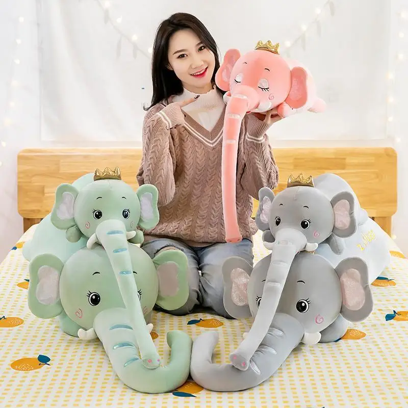 

1pcs 100/130cm INS Elephant Soft Pillows Baby Sleeping Pillow Stuffed Elephant Comforter Plush Animal Cushion Best Gift for Kids