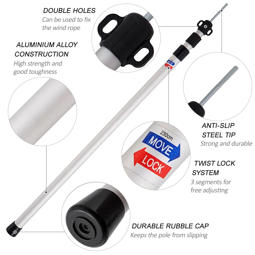 Thicken Aluminum Alloy Tent Pole tent poles camping tent accessories tents and shelters Adjustable Tent Support Rods Beach Shelter Tarp Awning Pole Replacement Poles Accessories