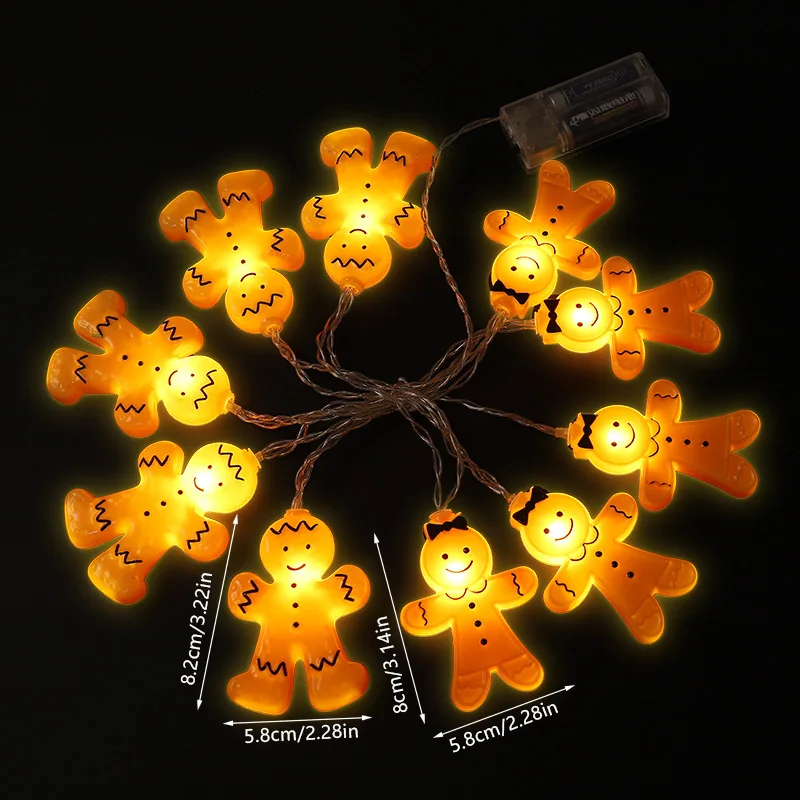 Gingerbread Man LED String Lights Xmas Tree Hanging Ornaments Christmas Decoration For Home Indoor Outdoor New Year Party Gifts