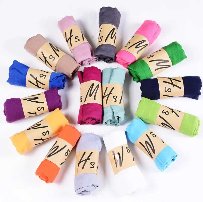 New Arrival 45*180 CM Classical Premium Viscose Maxi Crinkle Cloud Hijab Scarf Shawl Soft Islam Muslim Scarves Winter Girl Scarf