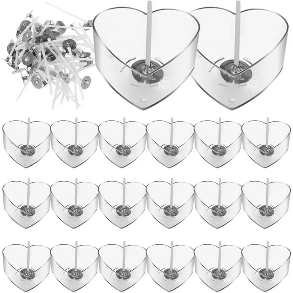 Candle Making Supplies Tealight Cups Holders Heat-Resistant Heart Shape Plastic 10Pcs