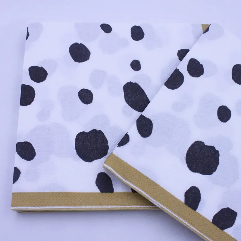 10/20pcs/Pac Colour Printing Napkins Cow Black and White Spots Paper Napkins Disposable Meal Handmade Diy Creative Paper