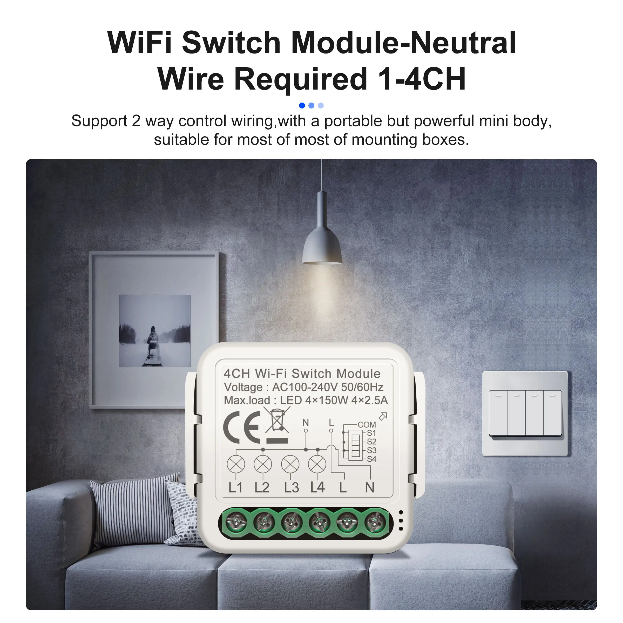 Smart switch modules GIRIER Tuya Smart WiFi Light/Curtain/Dimmer Switch Modules Support 2 Way Control Works with Alexa Hey Google Alice No Hub Needed