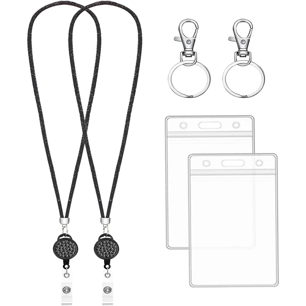 1세트 다용도 이름표 홀더(걸이용 끈 포함) 학생, 사무실 직원, 자원 봉사자, 학교 ID를 위한 안전하고 확실한 ID 배지 커버