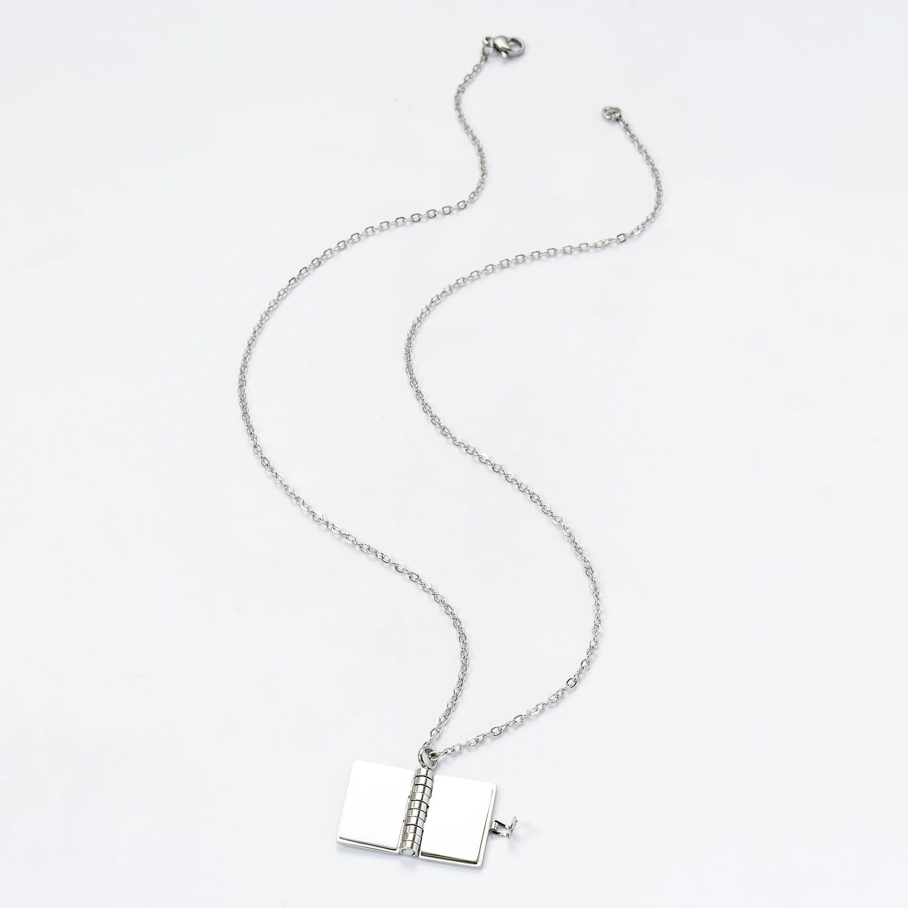 Classic Gold/Steel Color Book Pendant Stainless Steel Necklace Jewelry for Women Men Wholesale Hypoallergenic 5