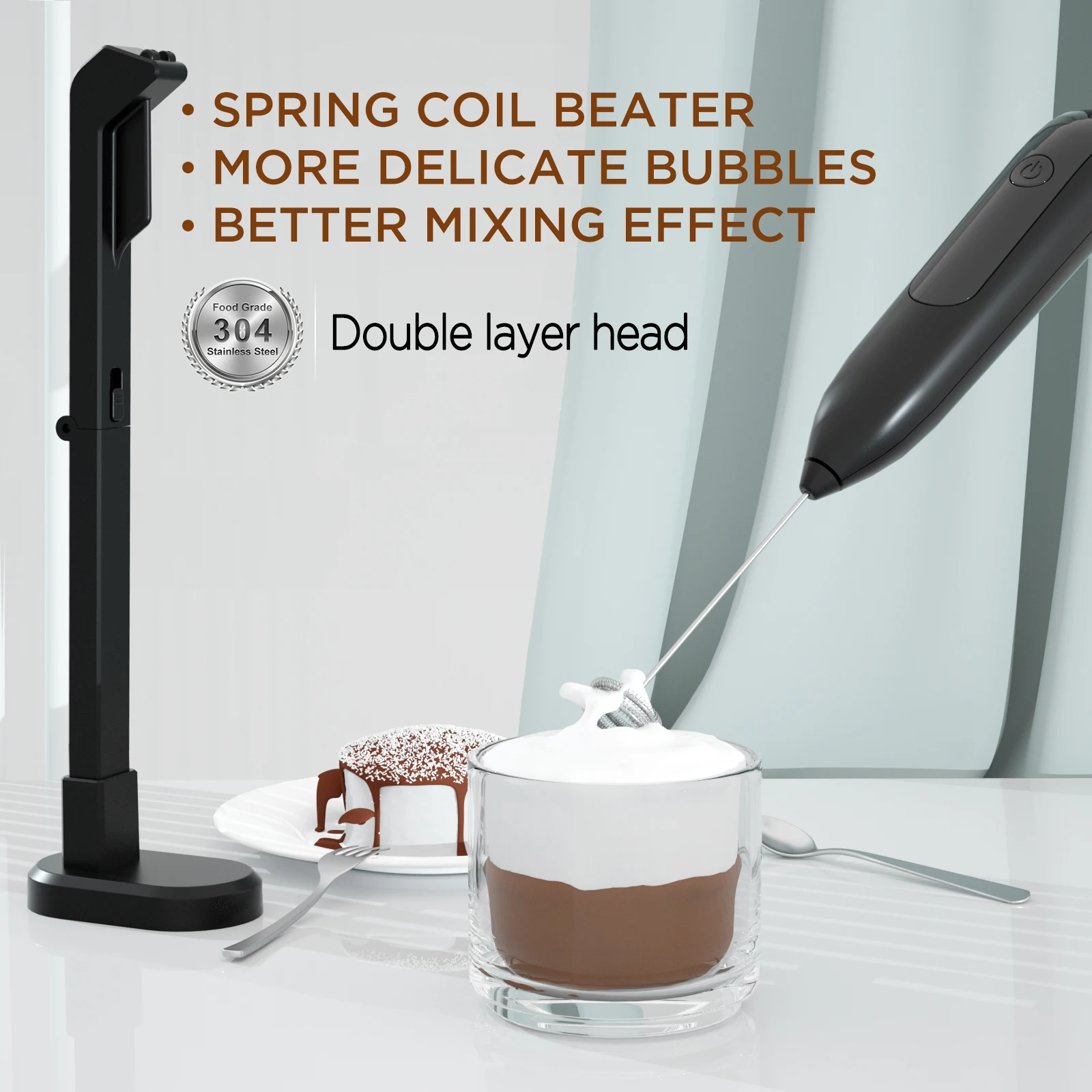 Mini Blender Frother Milk Frother for Coffee Handheld Foam Maker Electric  Drink Mixer with Rechargeable USB Wall Hanging Bracket