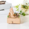 Wooden Carousel Music Box Ornaments Rotatable Hand-cranked Music Box DIY Handmade Birthday Christmas Gift Children’s Toys 4