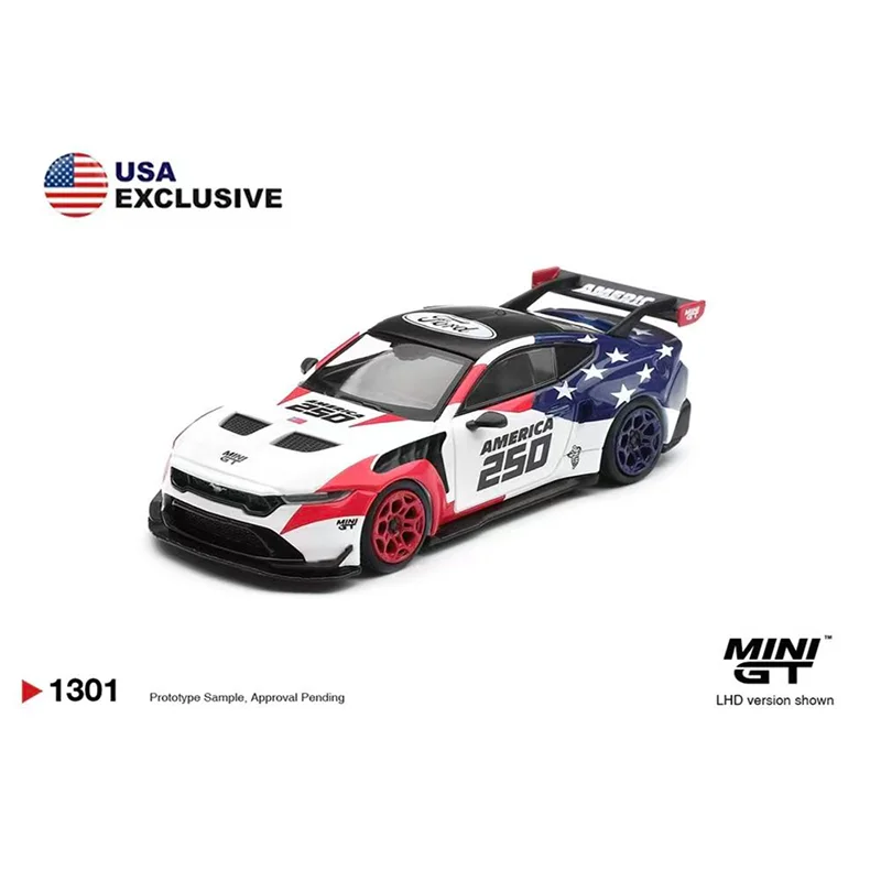 새로운 프리세일 미니GT 1:64 250주년 기념 미국 250 합금 다이캐스트 모델 포드 머스탱 GTD 쉐보레 콜벳 ZR1 자동차 장난감