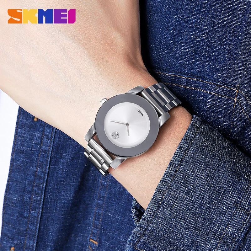 SKMEI Fashion Quartz Watch Mens Luxury Stainless Steel Strap Male Wristwatches Waterproof Time Clcok reloj hombre