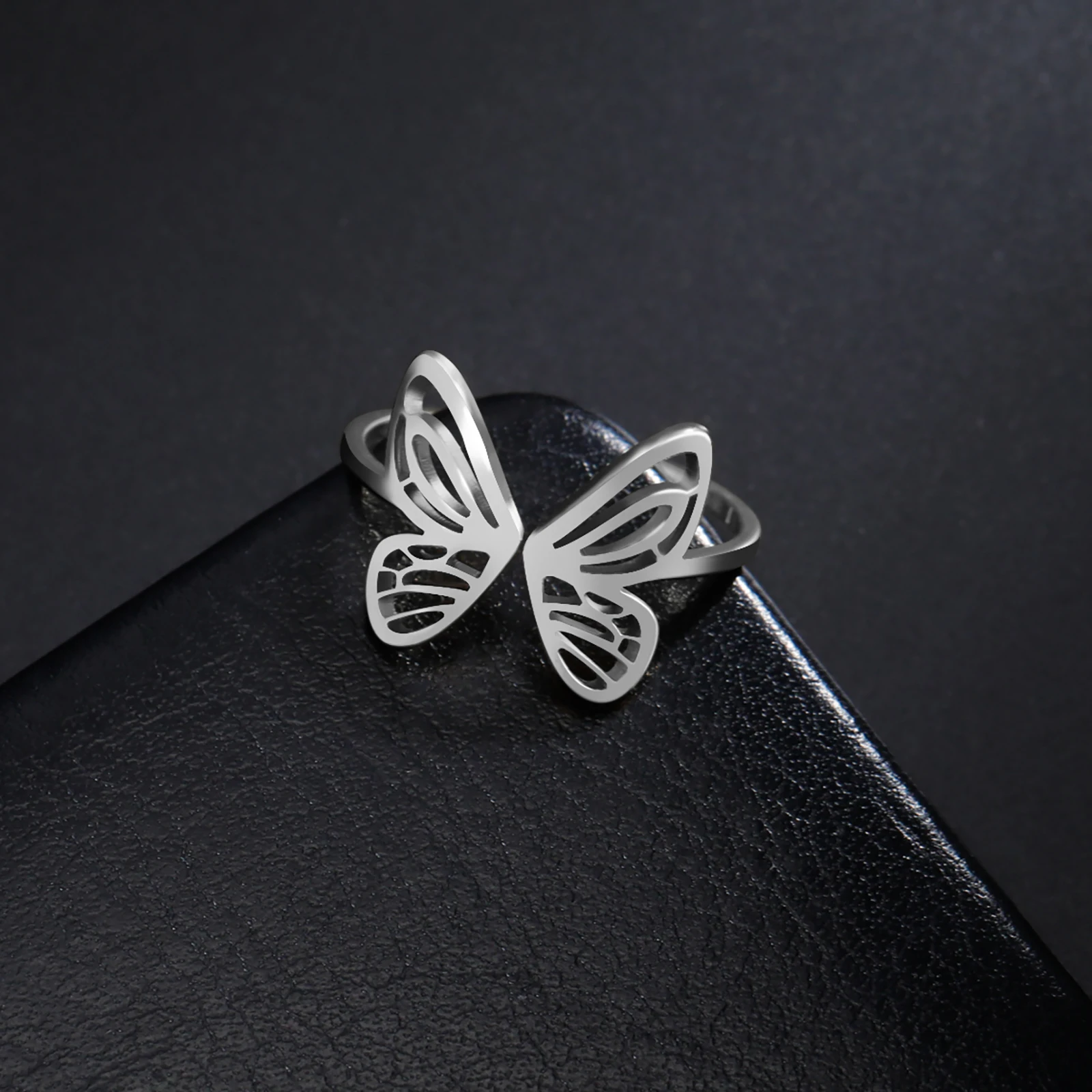 Skyrim Open Butterfly Ring Stainless Steel Gold Color Women Aesthetic Finger Rings Kpop Fashion Wedding Jewelry Gift finger ring wedding rings stainless steel ring wedding ring gold color ring gold color rings opening ring