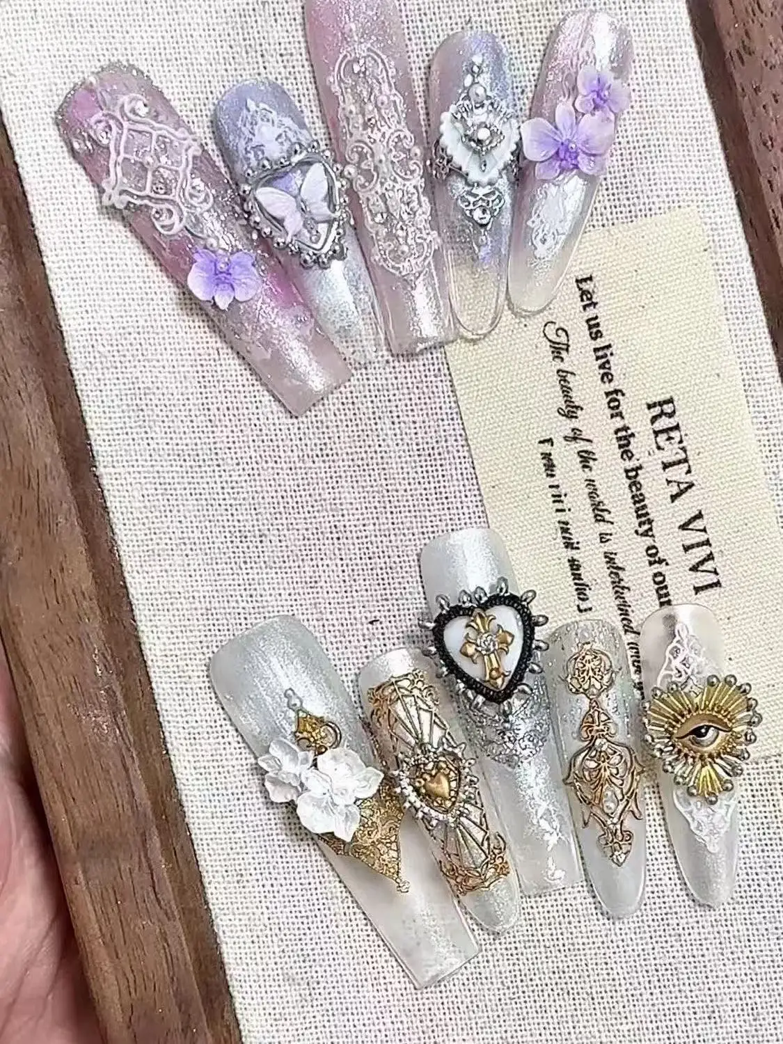 1개 프랑스 목걸이 보석 사진 액자 바로크 하트 3D 아크릴 몰드 네일 아트 장식 DIY 실리콘 네일 몰드