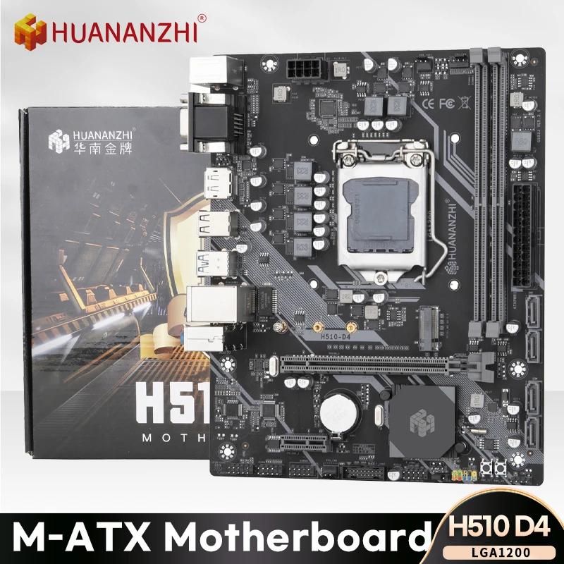 

HUANANZHI H510 D4 Intel LGA 1200 M-ATX Motherboard Support 10 11 generation DDR4 2400 2666 2933MHz 64G M.2 NVME SATA3.0 USB3.0