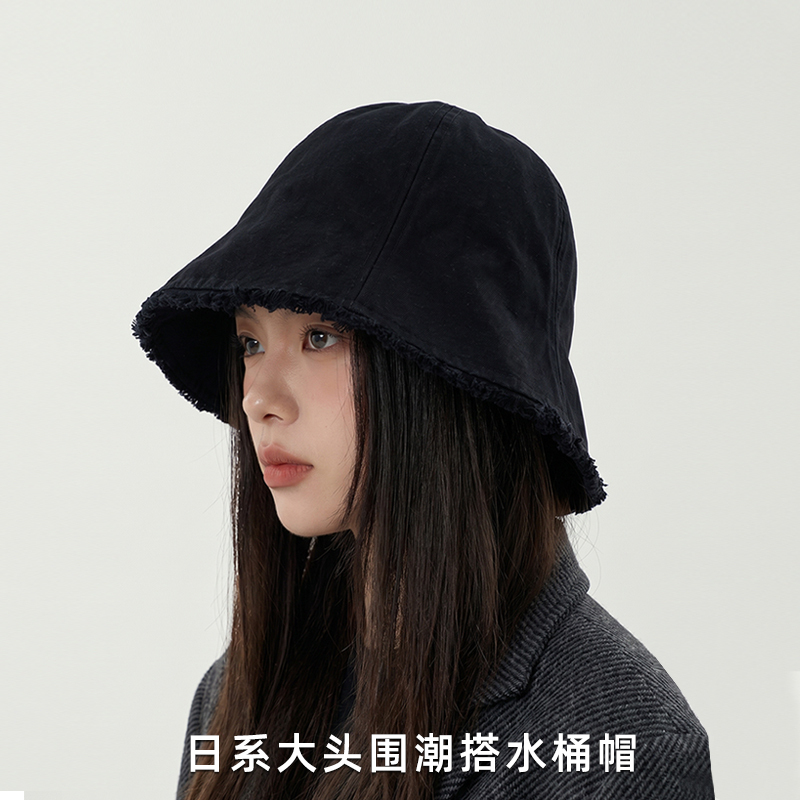 Japanese style big head fisherman hat, face covering, versatile bucket hat, sun shading hat for women in spring and autumn