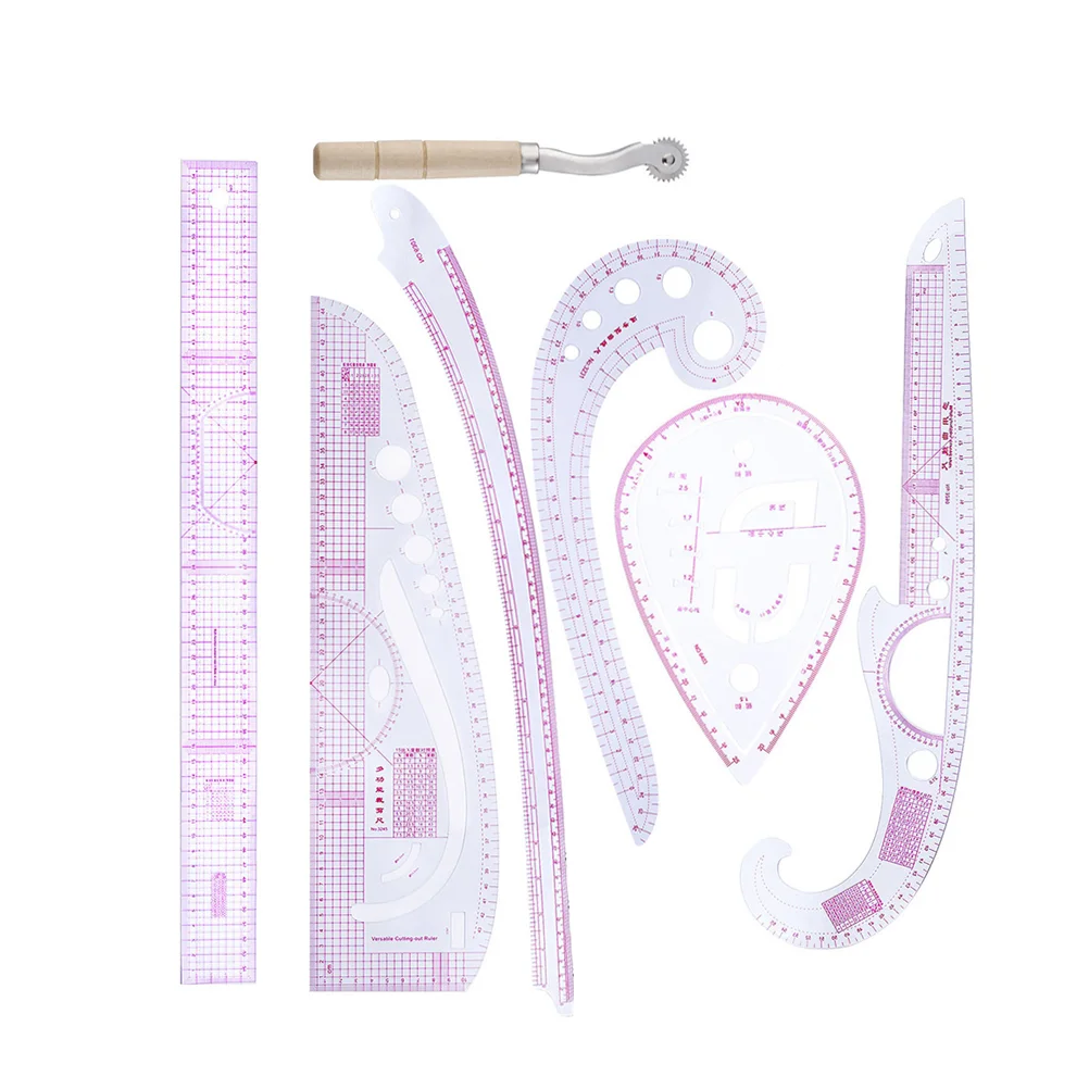 7Pcs Sewing Ruler Set Fashion Ruler French Curve Metric Shaped Grading Rulers DIY Tailors Draw Tools for Dressmaking