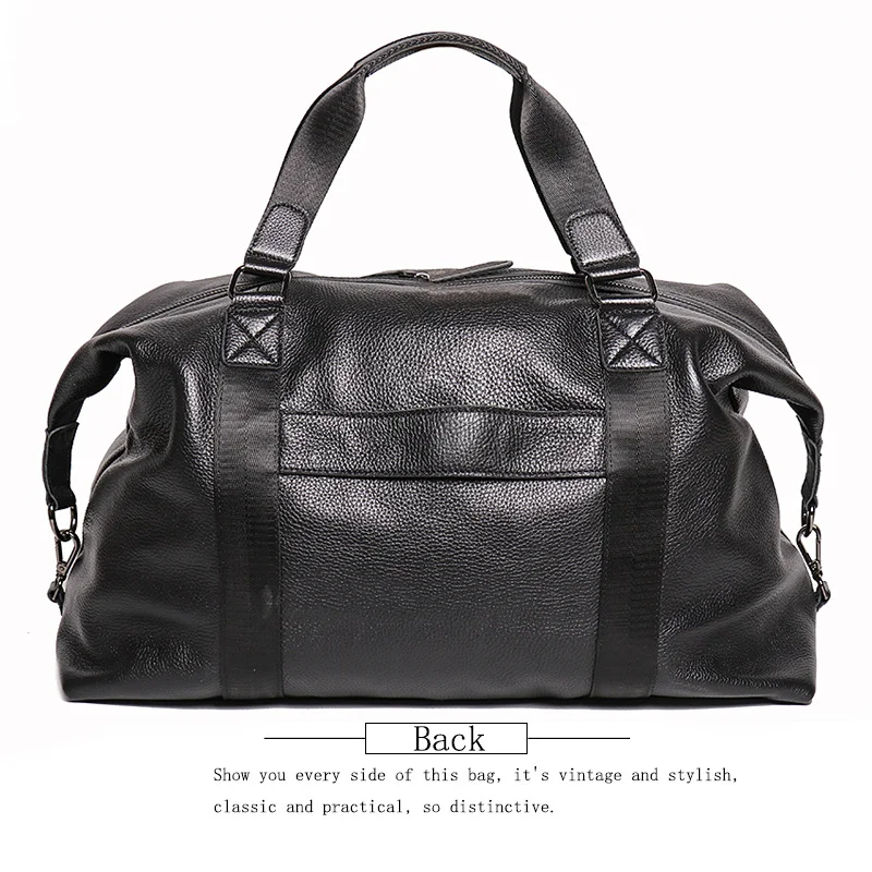 LUOKIR New Men's Leather Travel Bag, Shoulder Crossbody Luggage for Short Business Trips, Large Capacity Genuine Leather Gym Bag